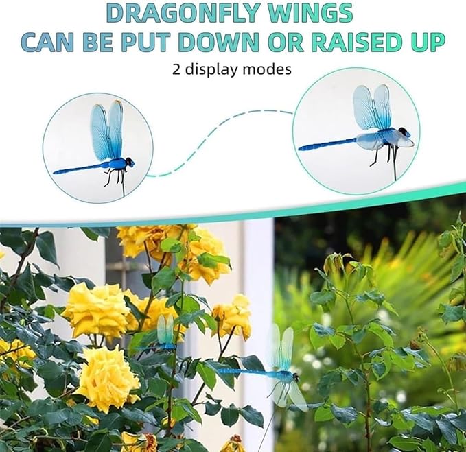40 Pcs Dragonfly Clips Dragon Fly Hat Clip Artificial Realistic 3D Dragonflies Garden Stakes Decor for Indoor Outdoor