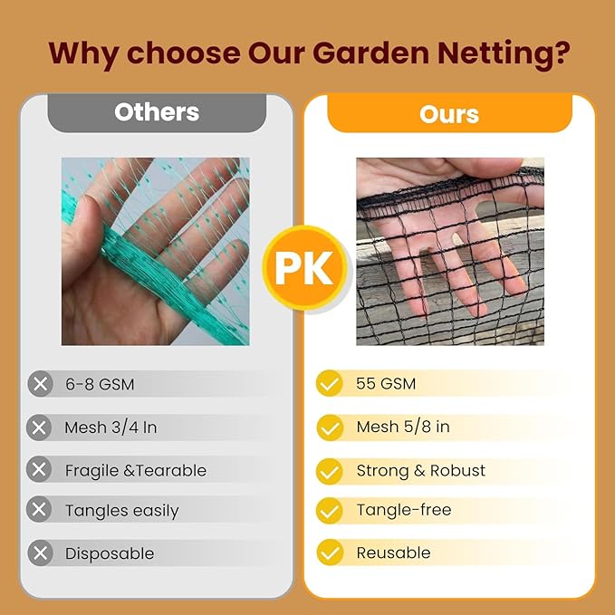 Deer Fence Netting,Plastic Mesh Fence 6.5x50ft,Reinforced Edges 55gsm Heavy Duty Animal Barrier,Ideal for Garden Netting,Against Bird,Temporary Fence,Fruit Plant Protection,Black