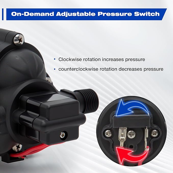 12 Volt Sprayer Pump, Chemical and Corrosion Resistant, 2.5GPM 60PSI 8 Amps Soft Wash Pump, Compatible with Roundup, Pressure Switch and Self-Priming for Agricultural Spraying