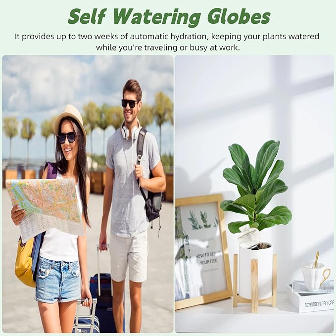 6 Pack Plant Watering Globes, 17 oz Self Watering Planter Insert for Indoor/Outdoor, Slow Release Plant Watering Devices for Vacation Care, Plastic Water Bulbs