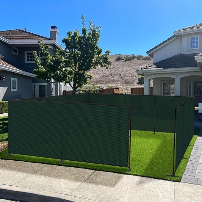 6'x145' Privacy Fence Kit Freestanding Mesh Screen with Iron Poles Temporary Fencing Outdoor Patio Backyard Divider Dog Air Conditioner Trash Fence Green Custom