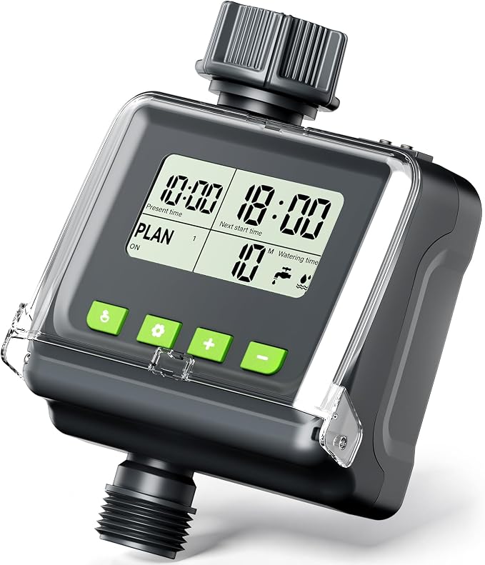 Sprinkler Timer, Watering Timer for Garden Hose, Programmable Hose Faucet Timers with Rain Delay, Outdoor Soaker Automatic & Manual Drip Irrigation Controller System for Lawn Yard Greenhouse