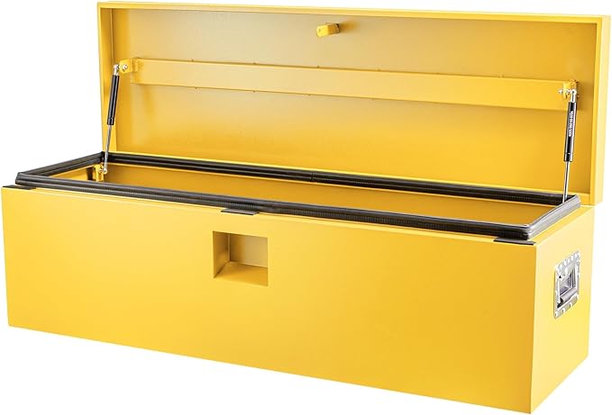 Heavy Duty Steel Truck Toolbox – 76x38x38cm – Gas Shock Lid – t-Handle Lock – Weatherproof Rubber Seal – Secure Underbody Storage Chest – Fits Pickup, Truck Bed, RV, Trailer
