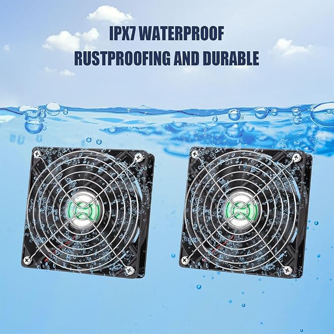 5 Inch Solar Powered Fan, Solar Exhaust Intake Fan Kit, IPX7 Waterproof Dual Fans with 13Ft On/Off Switch Cable, Cooling Ventilation for Greenhouse, Chicken Coop, Shed, Outside No Battery