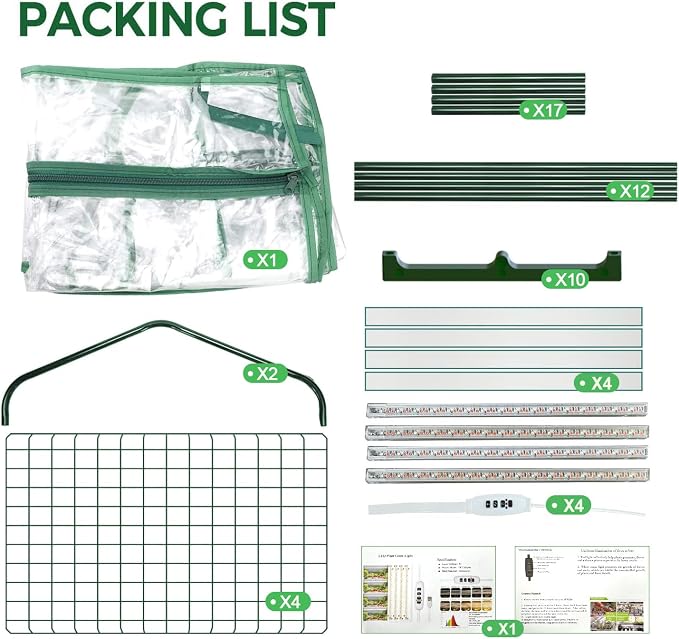 ArtBeek Mini Green House Covers, Portable Plastic Greenhouses with Heavy Duty Transparent PVC with Plant Growing Lights (4_Tier)