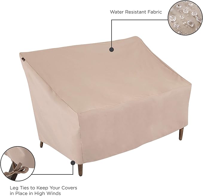 Modern Leisure Chalet Patio Loveseat Cover - Weather-Resistant Fabric - Outdoor Furniture Protection Perfect for Patio, Deck, and Porch - 57.5" L x 38" W x 38" H - Beige