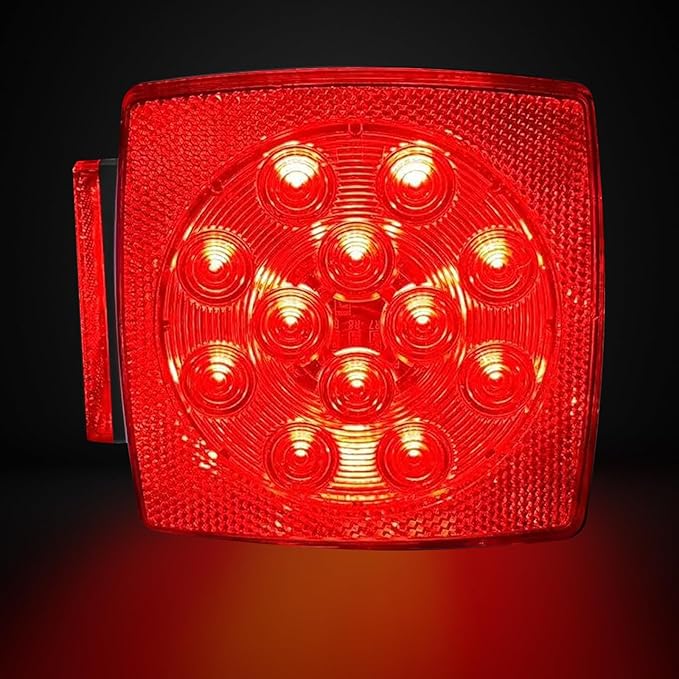 fouwick LED trailer lights Kit, 12V Submersible Tail Marker Lights Wiring Lamp Harness for Boat Car Truck RV Utility snowmobile turn signal license plate stop reverse Trailer Accessories