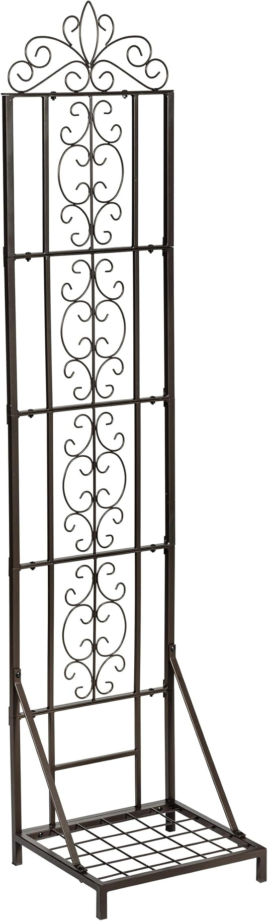 Evergreen Garden Montebello Metal Plant Stand with Lattice Trellis for Climbing Plants, Floor Tall Plant Stand Indoor and Outdoor for Patio, Porch, Garden