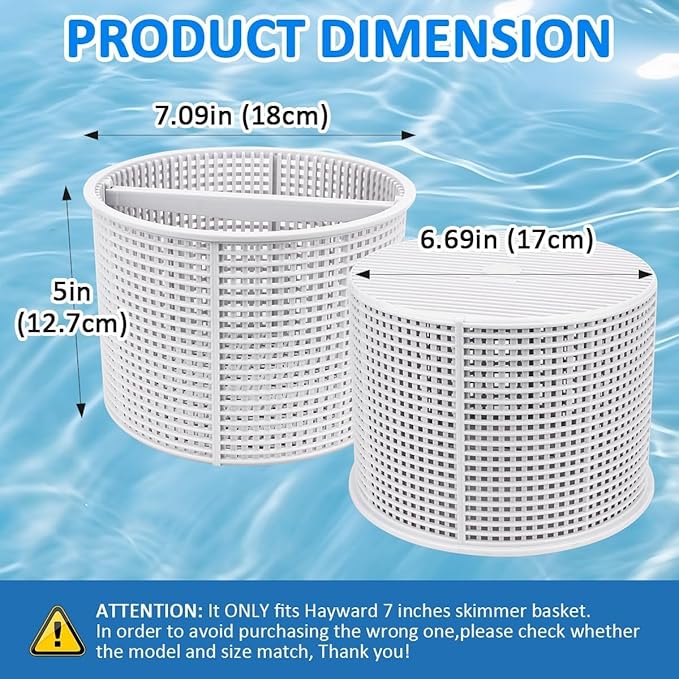 7'' Pool Skimmer Basket for Inground Pool Compatible with Hayward Skimmers Basket SPX1082CA & Aladdin B-152 Skimmer, Model SP1082 SP1083 SP1084 1085 SP1075 1075T 1076 1077 SP1082CA Pool Filter Basket