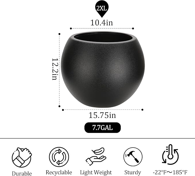 Large Round Planter,Planters for Indoor Plants & Outdoor,Durable Plastic Material Sphere Planter with Drainage Hole & Rubber Plug Weather Resistant,Plant Pot