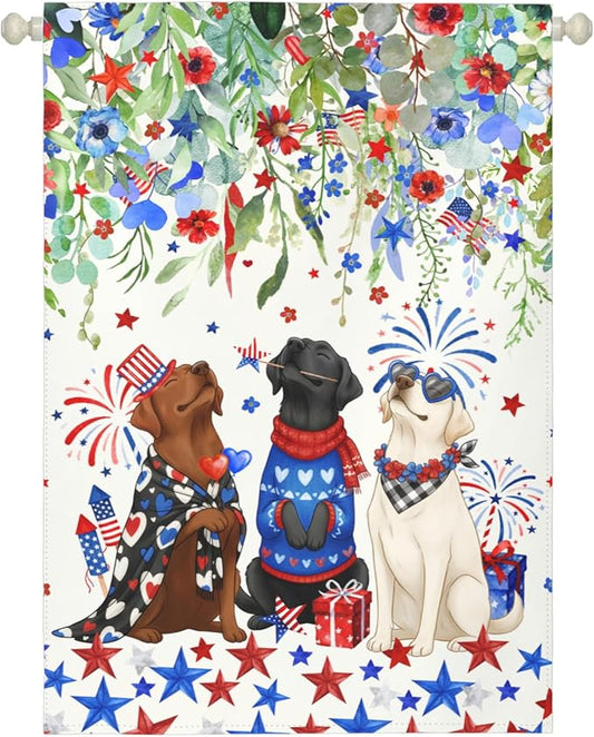 Patriotic Dog House Flag 28 x 40 Double Sided for Outside Large 4th of July Black Lab Garden Flags White Chocolate Labrador 250 Anniversary USA Independence Memorial Day Decor