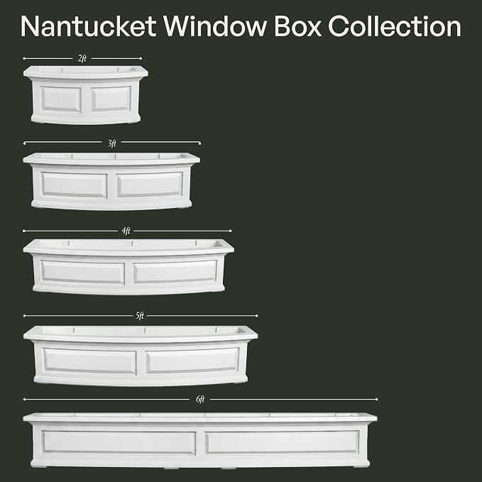Mayne Nantucket 3-Foot Window Box – Self-Watering, Weather-Resistant Planter for Flowers – Durable Design for Outdoor Use, Perfect for Windows