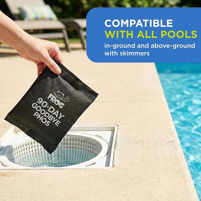 FROG 90-Day Goodbye Phos - Dry Formula Phosphate Remover for Pools up to 30,000 Gallons - Pool Maintenance & Treatment - No More Phos - 3 Pods
