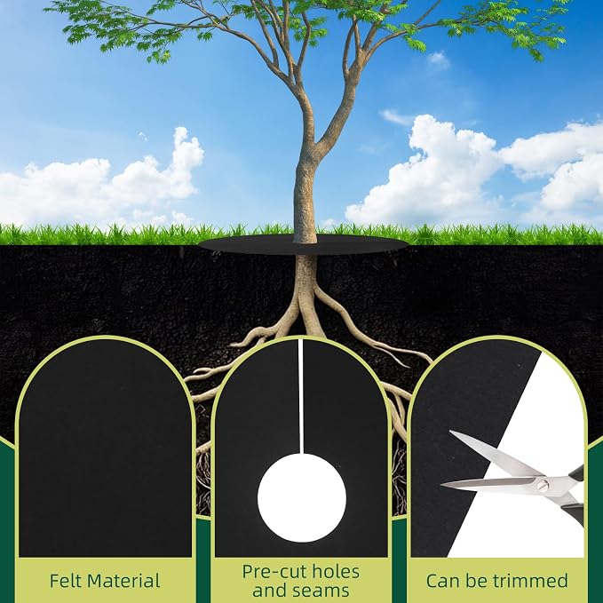 39 Inch Weed Barrier Mats Non Woven Tree Mulch Ring Tree Protectors Weed Mat for Garden Used to inhibit Weed Growth and Landscape Weed Control - 10 Pack
