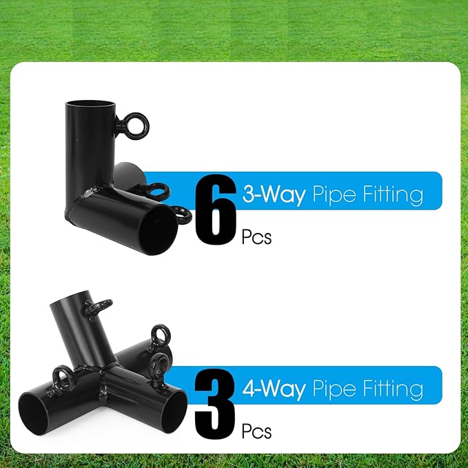 Aoneky 1'' Corner Canopy Fitting Couplers Kit - Fits 3/4" EMT - Frame Carport Connectors (6-Legs Canopy Top Kit)
