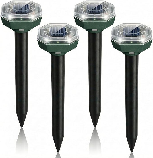 Mole Repellent Solar Powered, 4 Pack Ultrasonic Gopher Repeller, Waterproof Outdoor Pest Repellent for Moles, Gophers, Voles, Skunks in Yard, Lawn, and Garden