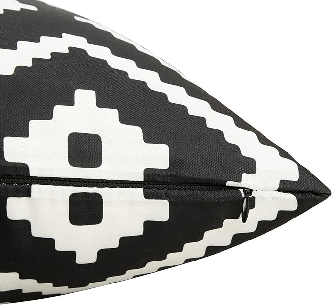 Adabana Set of 4 Outdoor Waterproof Pillow Covers 18x18 Inch Black and White Modern Geometric Decorative Throw Pillows Cover for Patio Furniture Garden Porch