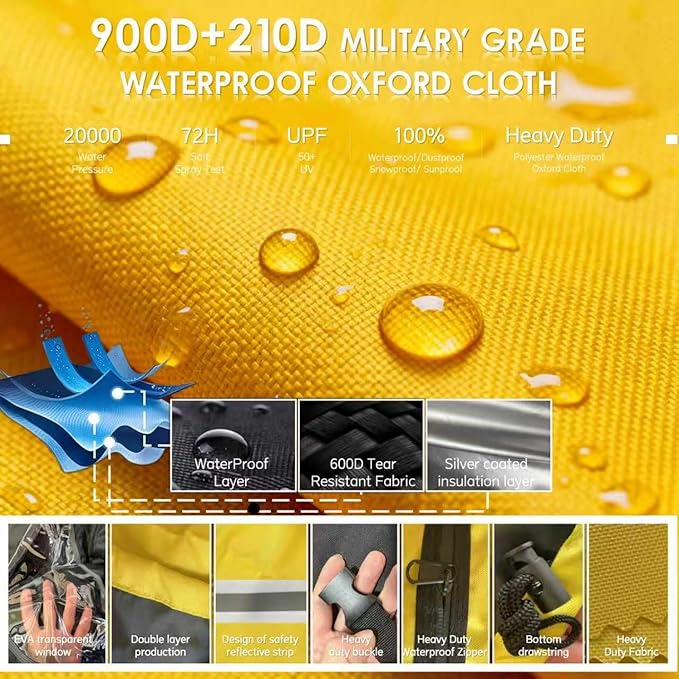Generator Covers While Running, Generator Covers Heavy-Duty Waterproof, 32X24X24 inches, Top Can Be Opened for Refueling, for 3000W-10000W Frame Type Generators, Yellow