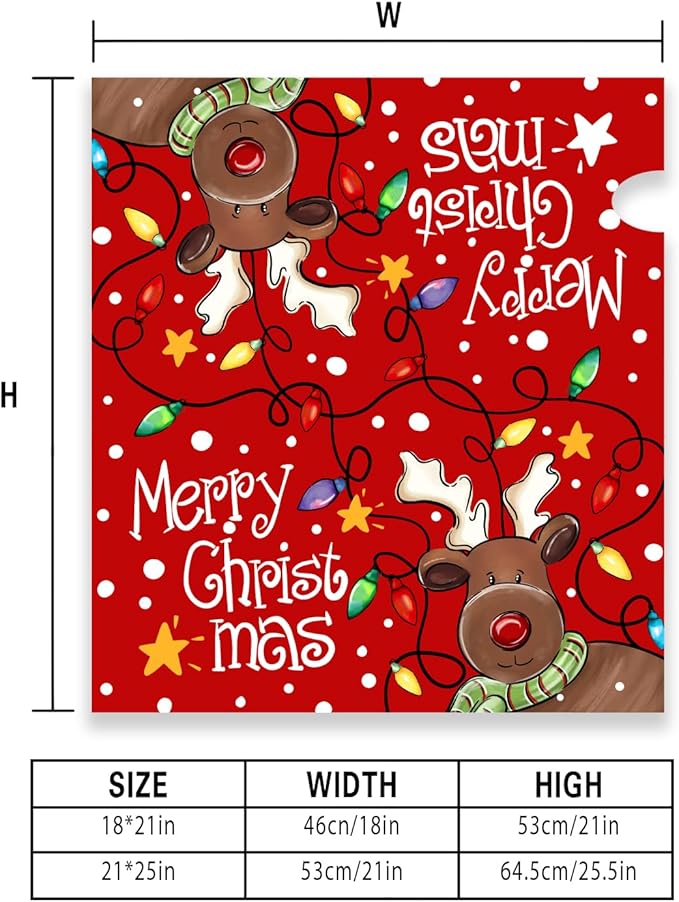 Merry Christmas Mailbox Cover Magnetic Christmas Reindeer Mailbox Covers Winter Xmas Holiday Post Letter Box Cover for Garden Yard Decor 25.5x21 Inch