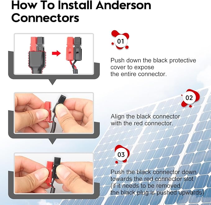 10AWG Anderson Y Splitter Cable Solar Panel Connector Branch Parallel Adapter Cable for Portable Solar Generator Power Station Compatible with GZ Jackery High Power Pole Port Connector