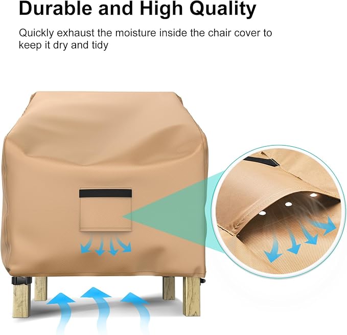 Patio Chair Covers for Outdoor Furniture Waterproof 2 Pack, Lawn Chair Covers 600D Heavy Duty Oxford Cloth, Large Covers for Lounge Lawn Deep Seat 29" W x 30" D x 36" H-Brown