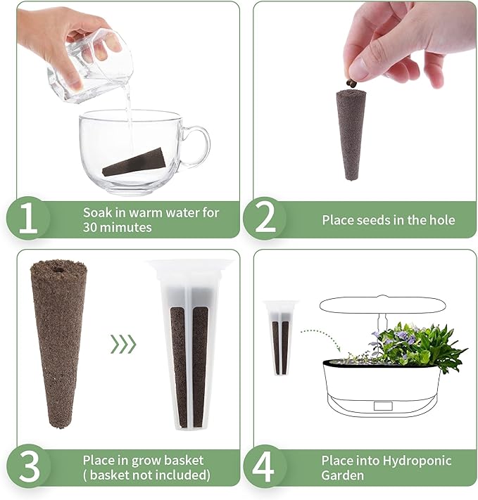80 Pack Grow Sponges, Seed Pods Replacement Root Growth Sponges Compatible with AeroGarden, Moldy-Free, Kit with 10 Pod Labels for Hydroponic Indoor Garden System