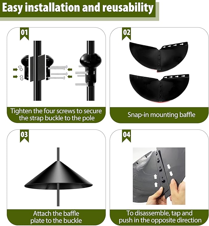 Squirrel Baffle,19-Inch Squirrel Baffle for Bird Feeder Pole,Squirrel-Proofs for Outdoor Shepherd's Hooks，Outside Pole Mount Squirrels Guard (Black)