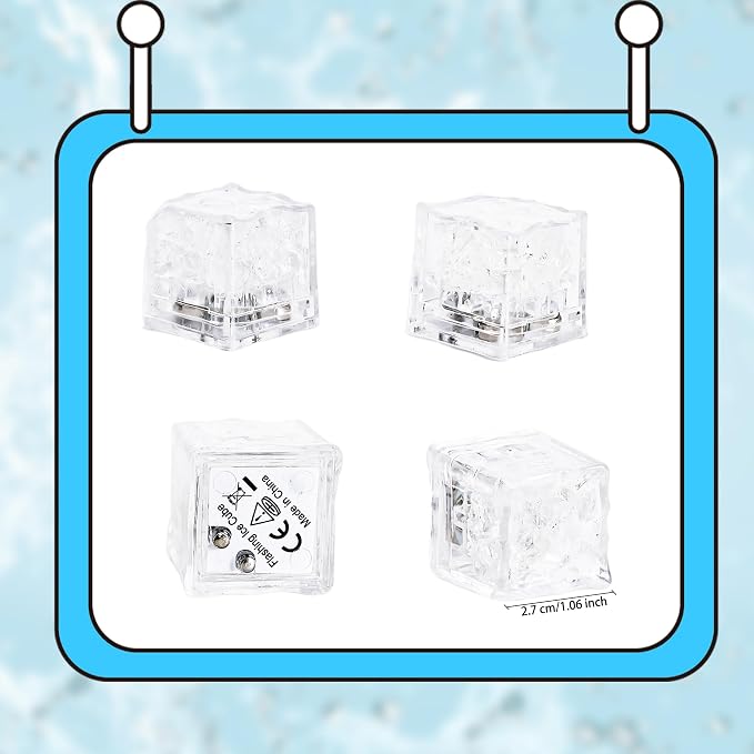 36 Pack Light Up Ice Cubes Color Changing Flashing LED Ice Cubes Waterproof Multi Color Glowing Ice Cube for Club Bar Wedding Birthday Drinks Party