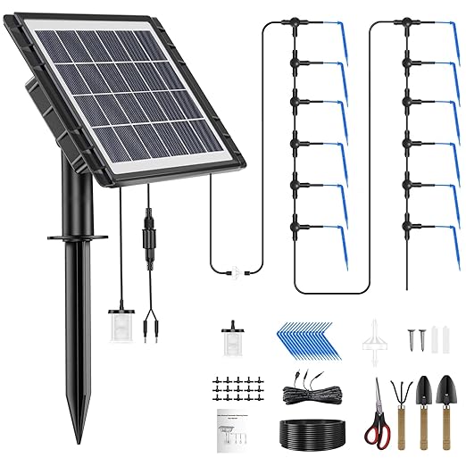Solar Irrigation System for Garden - Skycow 2W Solar & USB Power Automatic Drip Irrigation Kit15 Potted Indoor Outdoor Garden Balcony Anti-Siphoning Plant Watering System 25 Timing Mode