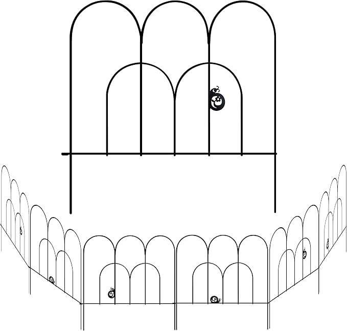 24in x 12ft Metal Garden Fence 6 Piece Rustproof Fencing Decorative Iron Wire Animal Outdoor Border Dogs Barrier Edging Patio Fences Landscape for Flower Bed