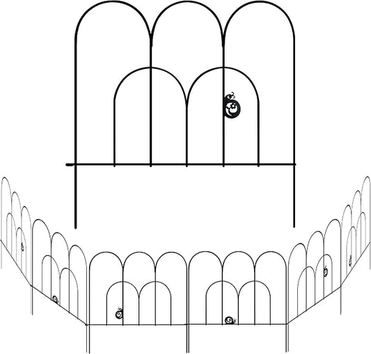 24in x 12ft Metal Garden Fence 6 Piece Rustproof Fencing Decorative Iron Wire Animal Outdoor Border Dogs Barrier Edging Patio Fences Landscape for Flower Bed