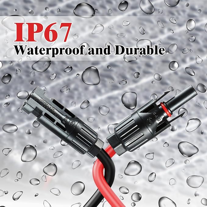 Solar Panel Extension Cable, Solar Connector 20FT 14AWG Waterproof Solar Panel Female and Male Connectors for RV, Photovoltaic Systems, Powerstation