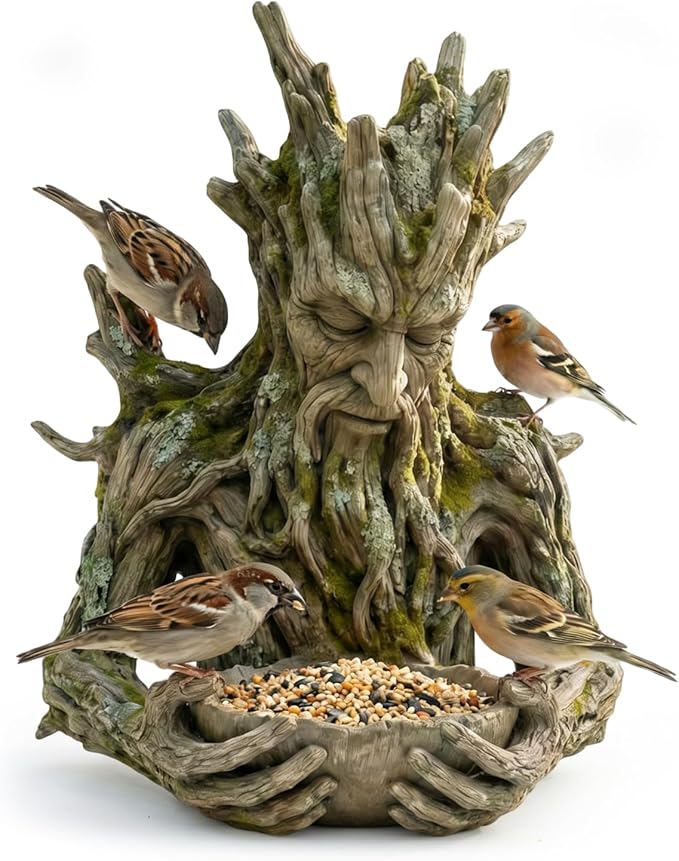 The Quiet Offering A Tree-Integrated Bird Feeding Sculpture, Outdoor Millennial Ancient Tree Bird Feeder, with Hidden Keyhole Hanger,Tree Faces Decor,Yard