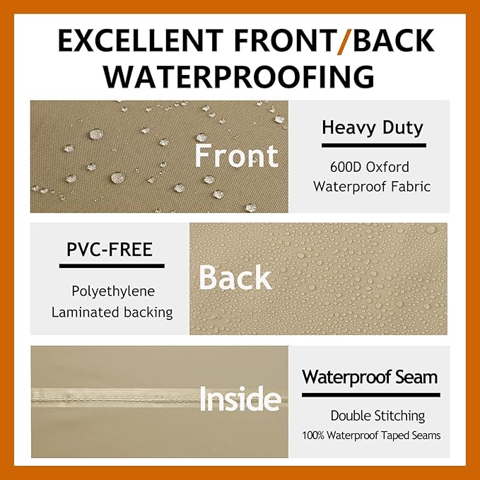 Heavy Duty Outdoor Sectional Cover, 104"X83" Waterproof 600D Patio Sectional Couch Protector, L-Shaped Lawn Patio Furniture Covers, Right Facing-Desert Khaki