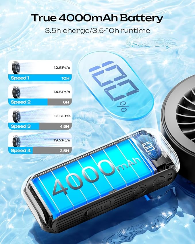 Otlonpe Handheld Misting Fan Portable, Powerful High Speed, Small Personal Rechargeable Cooling Mister Fan Water Spray Mist, 4000mAh Battery Operated for Travel Indoor Outdoor Hand Desk (Black)