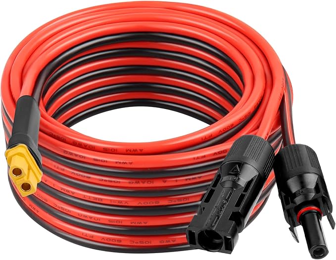XRDS -RF Solar Connector to XT60 Cable 25FT, 10AWG Solar to XT60 Female Extension Cable, 600V Rated Power Cable for Solar Panels, Batteries, Power Stations – Heavy-Duty High Current Transfer