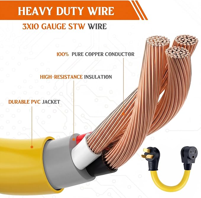 Kanayu 10-50P to 6-50R 50amp Welder Adapter Cord Compatible with NEMA, 3 Prong Range Stove Oven to Welder Plasma Cutter Adapter with Ergonomic Handle Heavy Duty STW 8 AWG*3C, 1ft, ETL Listed