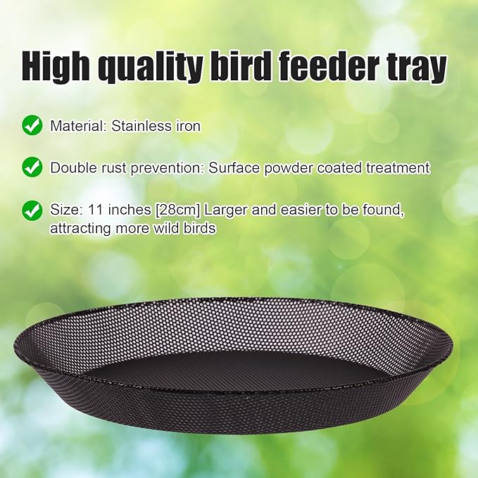 HRAYLTOP Standing Bird Feeder Bowl with 29.1 inch Iron Stand - Detachable Outdoor Decor for Garden Backyard Patio and Deck - Perfect for Attracting Birds