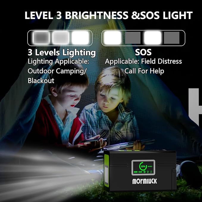 Portable Power Station 127W (Peak 200W),Solar Generator(Solar Panel Optional), 88.8Wh Power Supply with 110V AC Outlet, 1*Type-C, 2*QC3.0, Solar Powered Generator for Emergency Backup, Camping