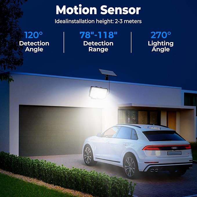 Peasur 6 Pack Solar Motion Lights Outdoor, 318 LED Solar Security Light with 3 Modes, IP65 Waterproof Powered Flood Lights for Outside Garden Garage Yard Backyard