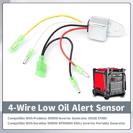 Low Oil Alert Sensor with 4-Wires Compatible with Predator 9500W Inverter Generator 59188 57080, Replacement for DuroMax 9000W XP9000iH 459cc Inverter Portable Generator