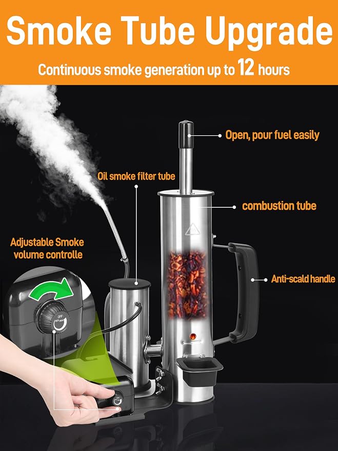 2026 Advanced Cold Smoke Generator, Tube for Pellet Smoker Upgrade, Smoker Attachment for Gas Grilling, Portable Cordless Electric, Hot or Cold Smoking: Fits Weber, Traeger, Pit Boss, East Oak ect...