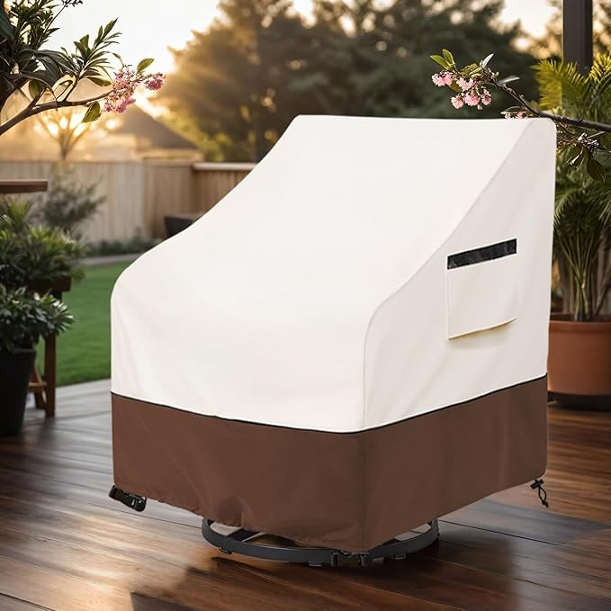 Outdoor Swivel Lounge Chair Cover 2 Pack,Waterproof 100% Outdoor Patio Chair Covers,30W x 34 D x 38.5 H inches,Outside Furniture Lounge Deep Seat Cover -Beige