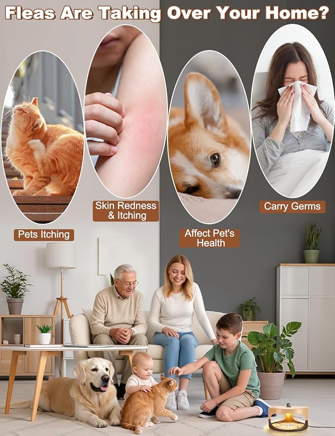 Flea Traps for Inside Your Home,New Bed Bug Trap with Light Refills and Sticky Pads,Electronic Fly Gnat Traps Indoor,Sticky Flea Bombs for Home Indoor(Beige, 2 Pack) | Warm light and adhesive pads for indoor flea activity monitoring near sofas, carpets...