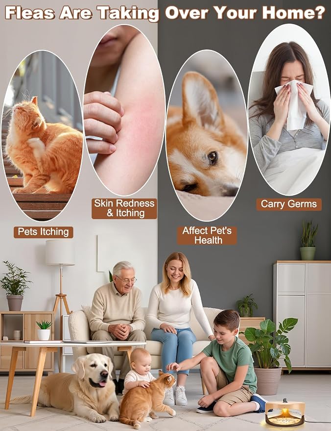 Flea Traps for Inside Your Home,New Bed Bug Trap with Light Refills and Sticky Pads,Electronic Fly Gnat Traps Indoor,Sticky Flea Bombs for Home Indoor (Beige, 1 Pack)