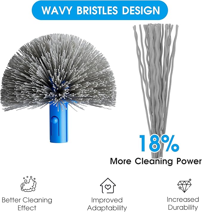 TidyMister Pool Cleaning Kit Full Set - 17.5'' Self-Repair Pool Nylon Net Ultra Fine Mesh & 17.5'' Detachable Round End Pool Brush & 10 Ft Pool Pole with Hook, for Above Ground In-ground Pools, Spas