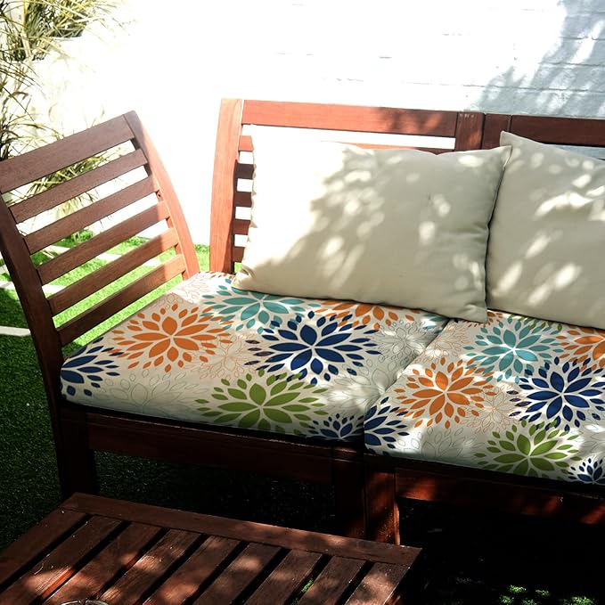 Hosuly 8 Pcs Summer Dahlia Sofa Cushion Cover for Patio Summer Floral Stretch Outdoor Sofa Seat Cushions Covers Tropical Flower Indoor Replacement Couch Slipcover Flexibility Chair Seat Cover