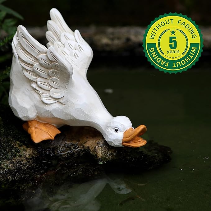 LEGIFO Duck Yard Decorations Outdoor Ornaments Set of 3, Resin Goose Sculpture Statue Front Porch Garden Decor for Outside Imitation Wood Carving, Funny Animal Decorations Fairy Craft Yart Art Decor