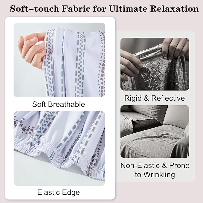 8-Piece High Elastic Outdoor Cushion Covers - Full Set Stretch Replacement Slipcovers for Seat & Back Cushions - Universal Fit for 4-Person Patio Sofa, Fits 20-27" Wide