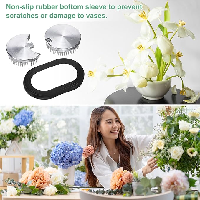 M METERXITY Flower Frog 2.6" Round Steel Flower Pins Flower Frog Holder Flower Arranger Fixed Tools Floral Frog for Arrangements Vase/Plant Decoration/Home Decor [1.3cm Pins]